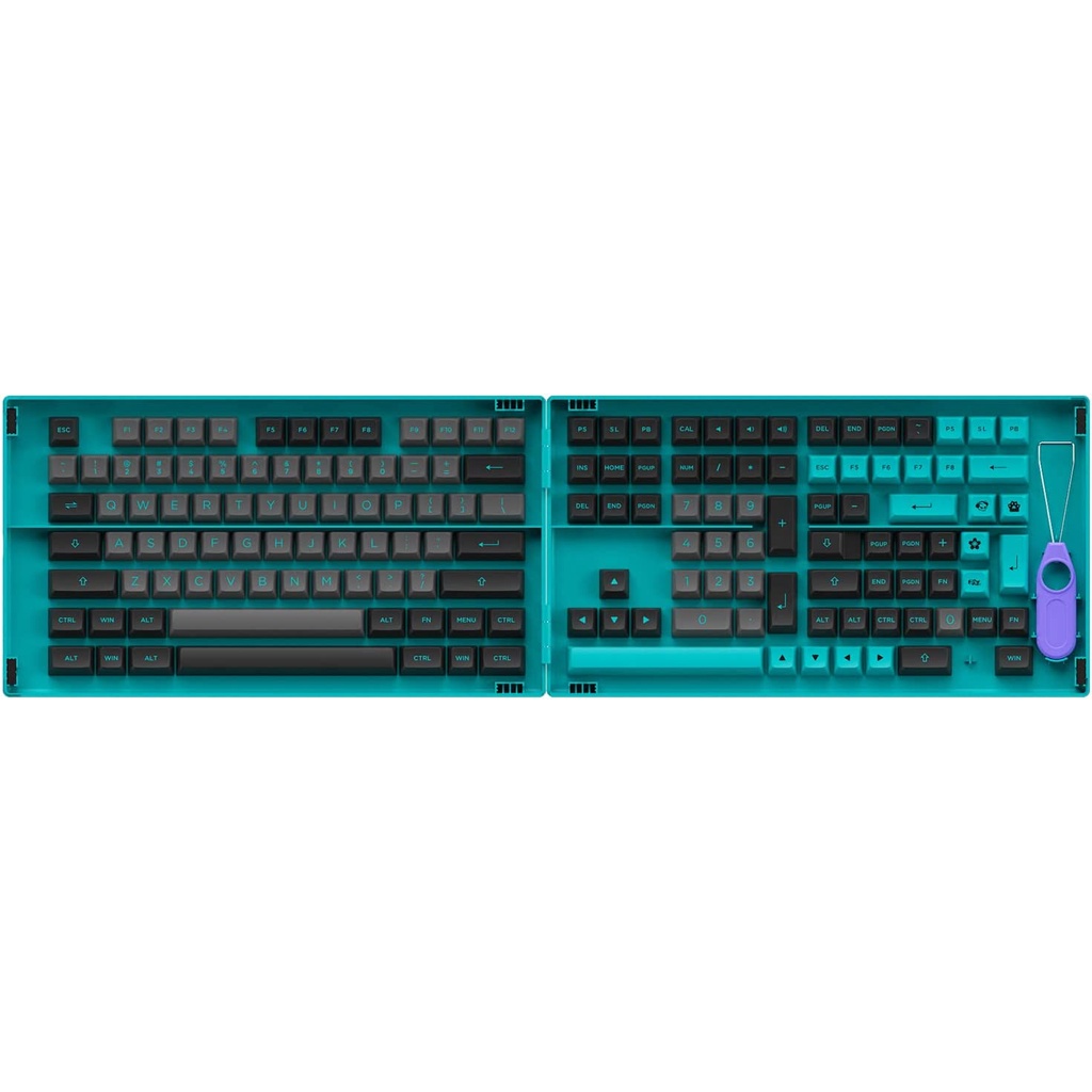 Akko Black & Cyan ASA Profile 197 Keycaps Set PBT Doubleshot
