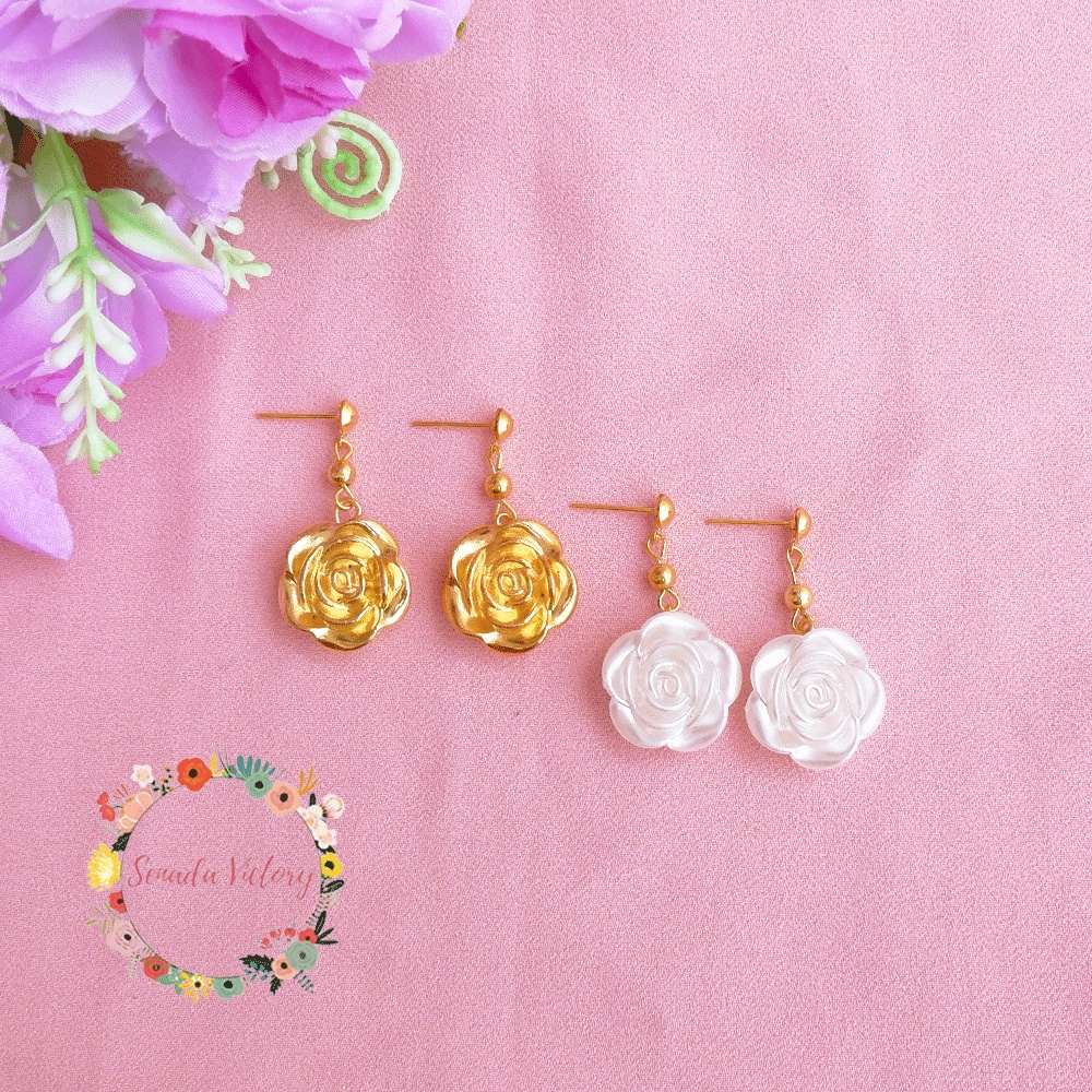Senada Victory Anting Tusuk Manik Anting Bunga Aksesoris Fashion Wanita SA05