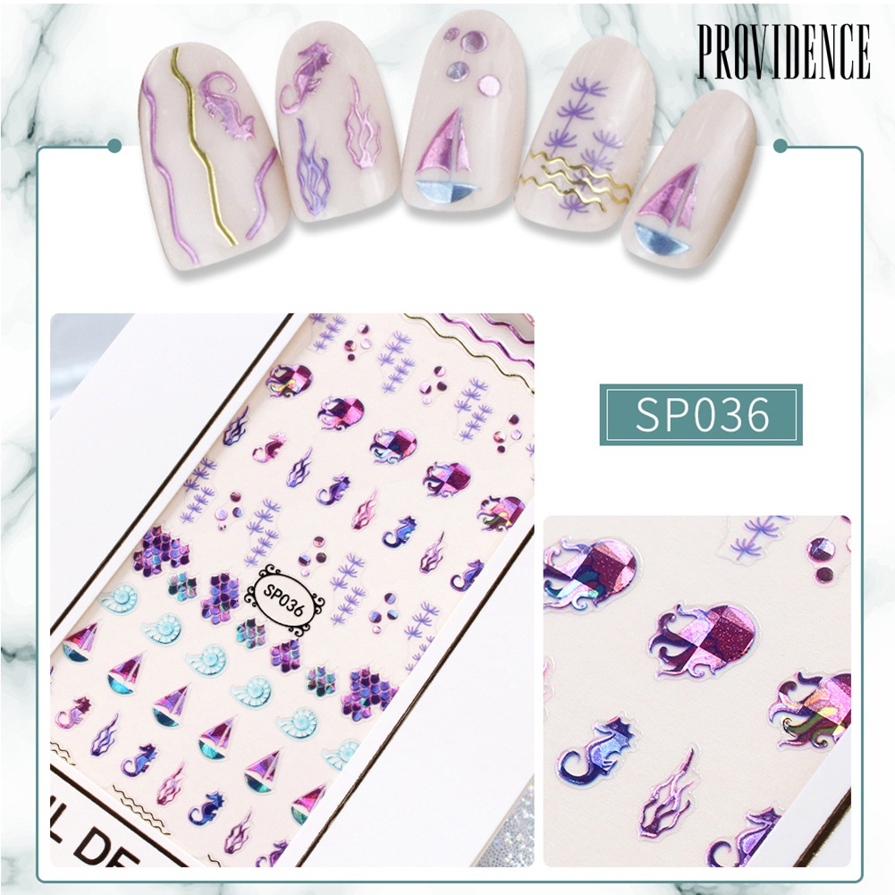 Providence 3D Snowflake Flower Star Gilding Waterproof Adhesive Nail Stickers Decals Decor