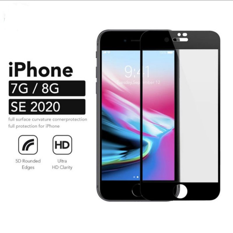 Iphone 7G / 8G / SE New Tempered Glass Full Layar Anti Gores kaca