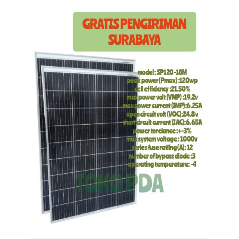 solar panel solar cell 120wp mono