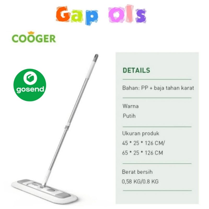 Cooger Alat Pel Cooger Mop Alat Pel COOGER 45cm Dust Push Flat Mop Alat pel panjang alat pel gagang 