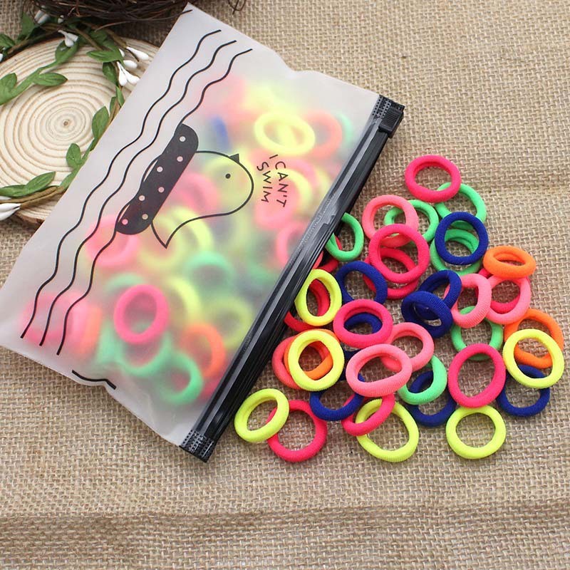 karet ikat rambut kain elastis 100 pcs /set high quality warna warni korea kain elastis karet cantik anak perempuan