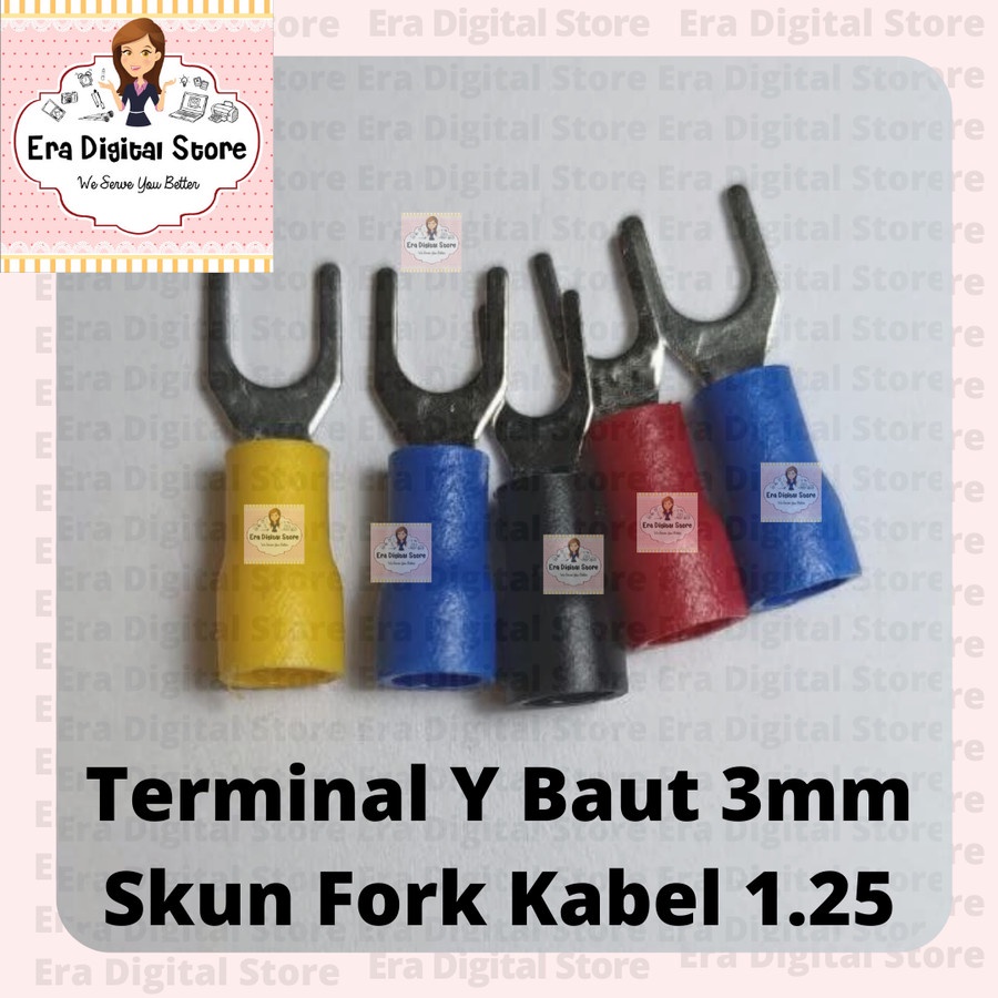 Terminal Y Baut 3mm Skun Fork Kabel 1.25 3 mm