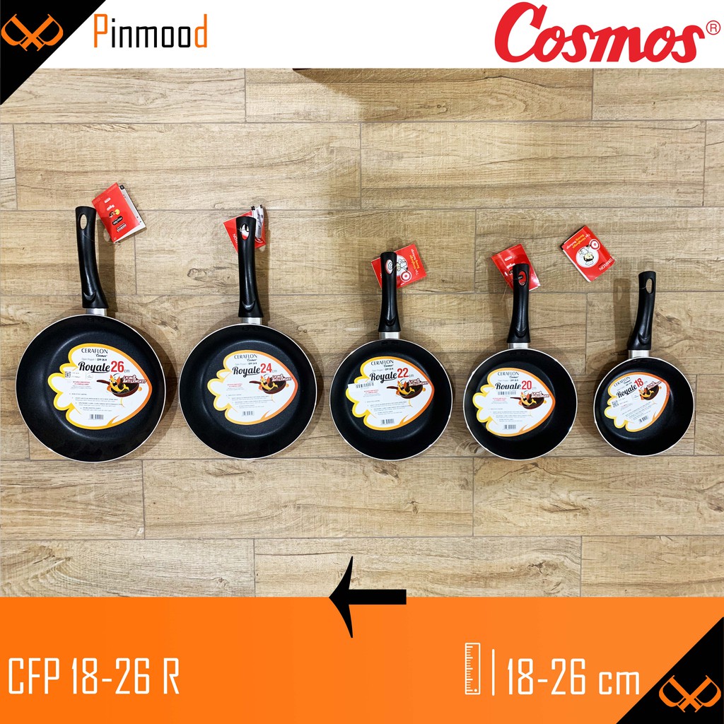 FRYPAN COSMOS 18 , 20 , 22 , 24 , 26 CM CERAFLON ROYAL SERIES ANTI LENGKET FRY PAN WAJAN TEFLON