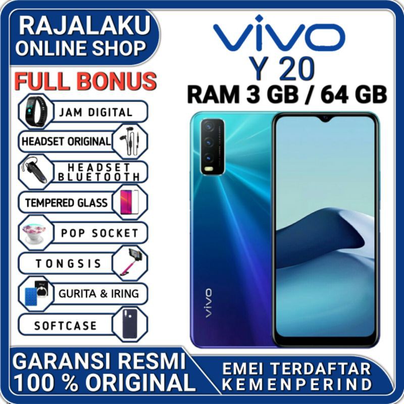 VIVO Y20 RAM 3 ROM 64GB GARANSI RESMI VIVO | Shopee Indonesia