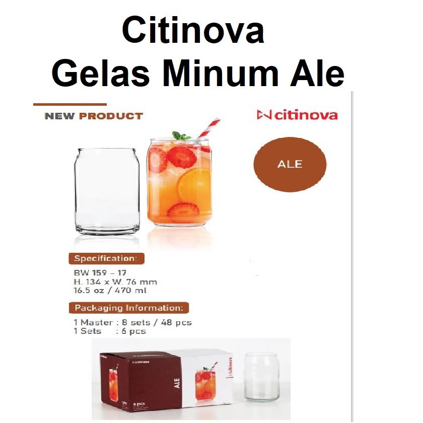 Citinova Gelas Minum Kaca 6 Pcs Citinova Gelas Ale Citinova Glassware 470 Ml