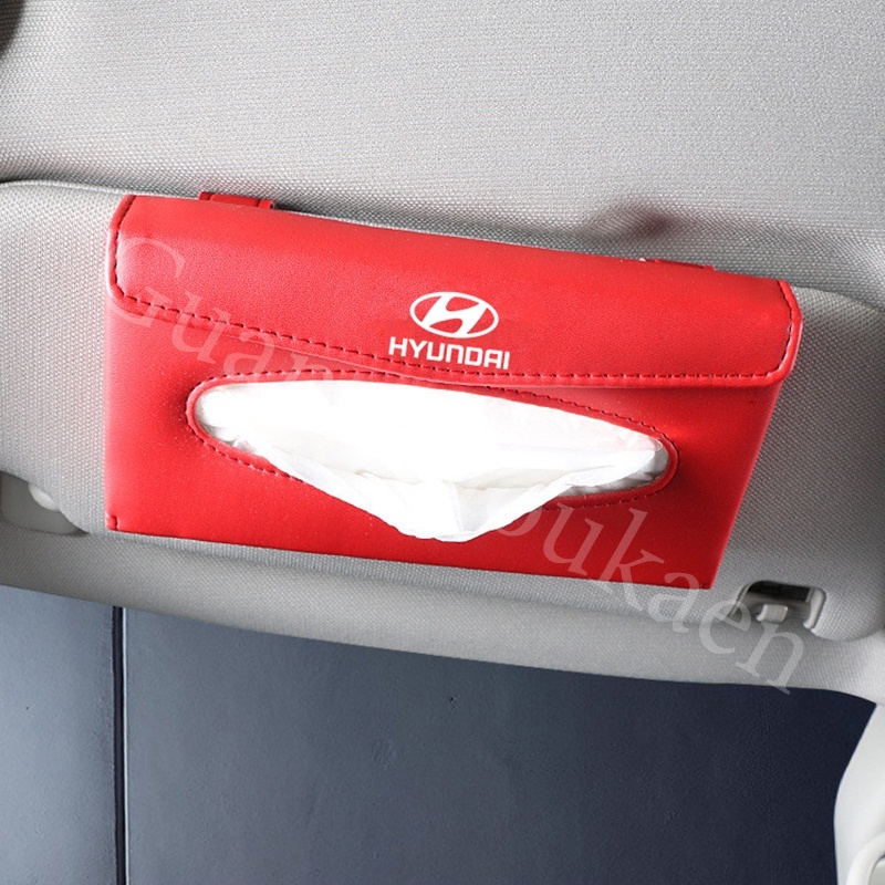 Kotak Tisu Bahan Kulit Warna Merah Hitam Untuk Sun Visor Mobil Hyundai Creta Accent Atoz Getz