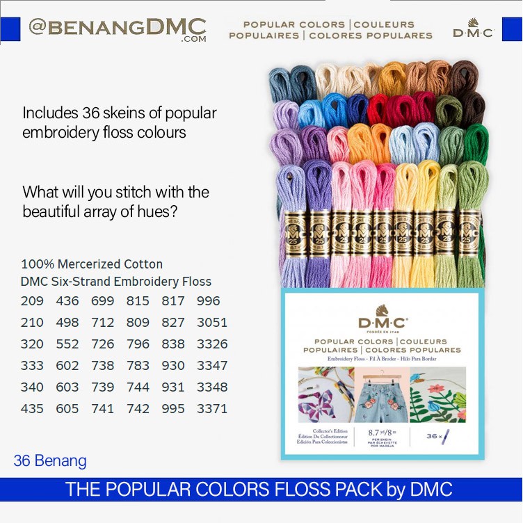 [DISKON] Set Benang Sulam Katun DMC Art 117 Popular Color Pack 36 pc