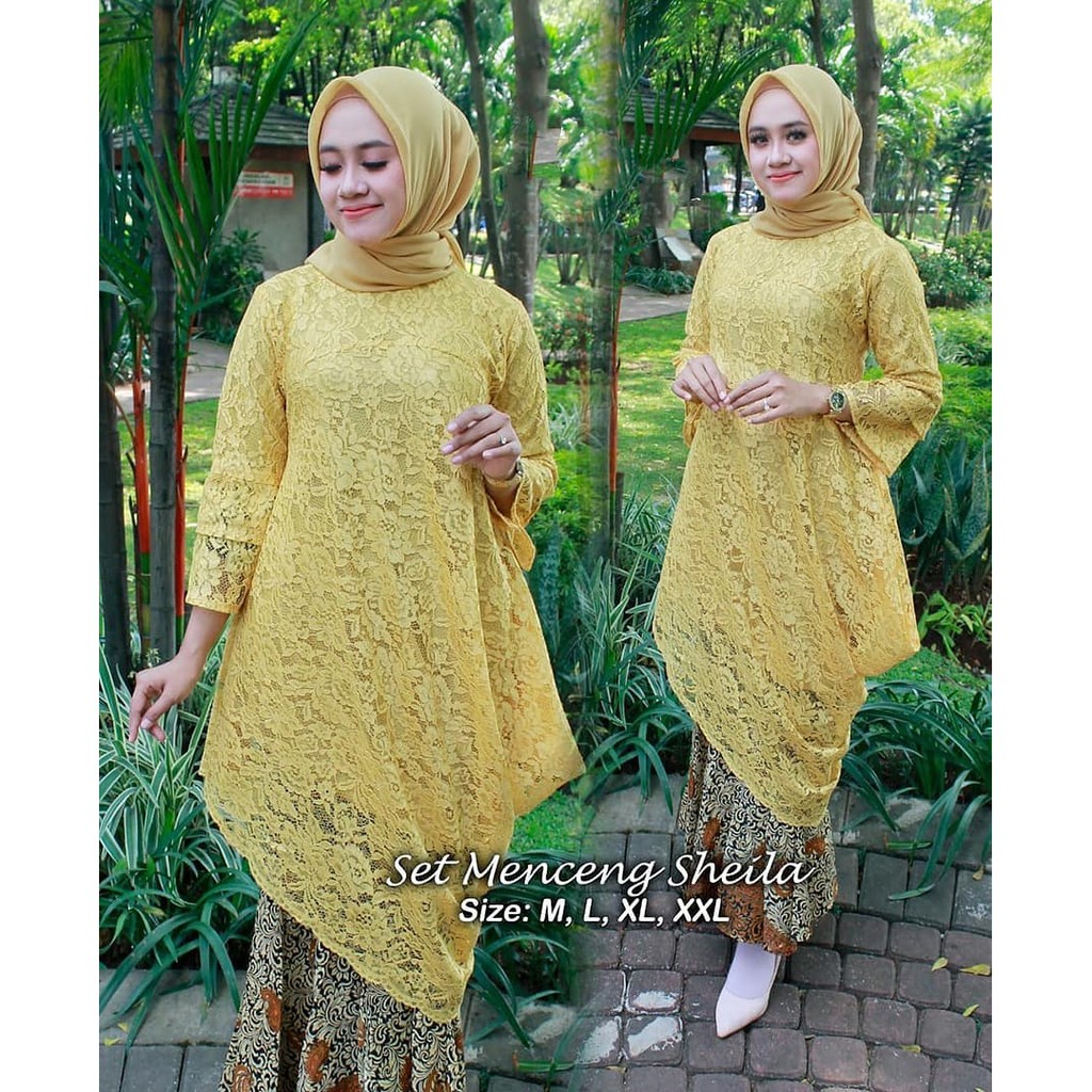 LIZ&gt; SET KEBAYA MENCENG SHEILA / BAJU TUNIK BRUKAT MODERN / KEBAYA OUTFIT KONDANGAN CANTIK