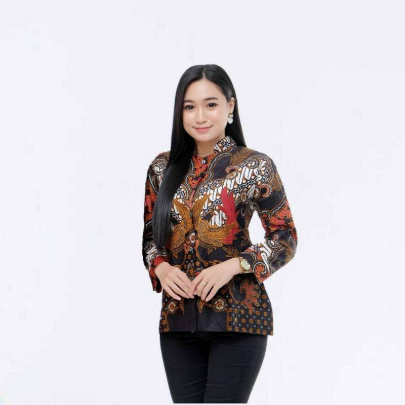 [ TERBARU ] ATASAN BATIK WANITA KERJA KANTOR ORI SHABIRAH BATIKSOLO BLOUSE BLUSEBATIK BATIKMODERN-Kancing 1