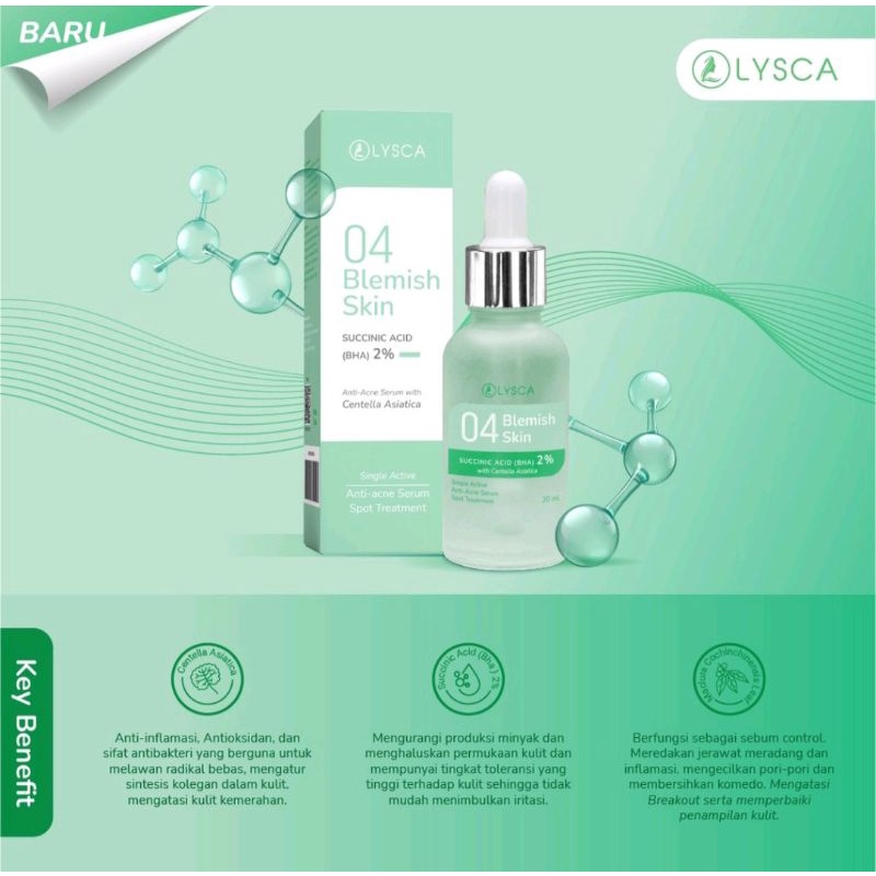 LYSCA 04 BLEMISH SKIN Succinic Acid/BHA 2% +CICA Anti-Acne Serum 20ml