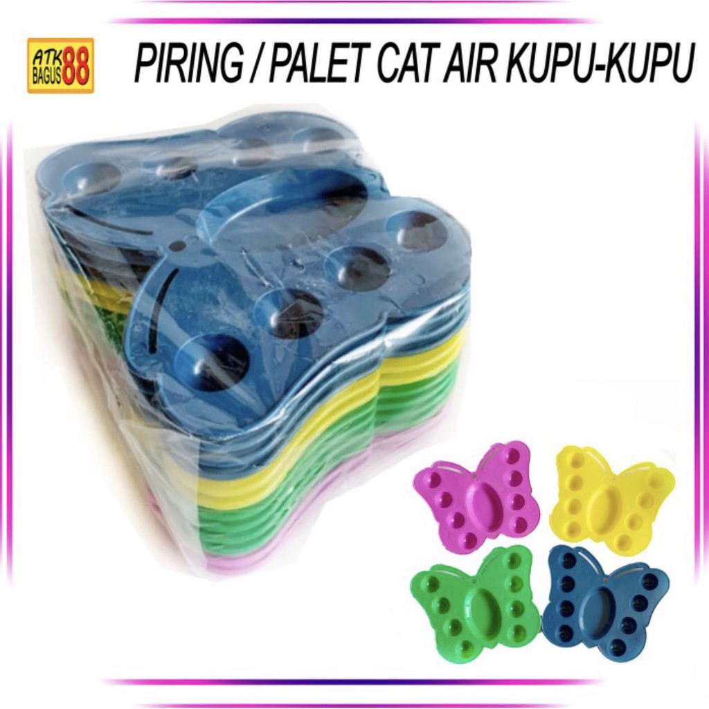 1lusin PALET LUKIS / PIRING CAT AIR KUPU KUPU / TEMPAT CAT AIR BUTTERFLY - Besco