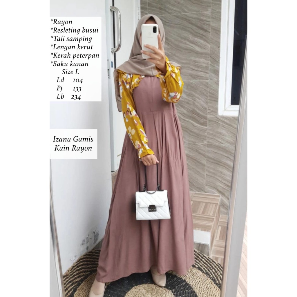 Gamis Rayon Viscos Motif Etnik Baru M L XL XXL