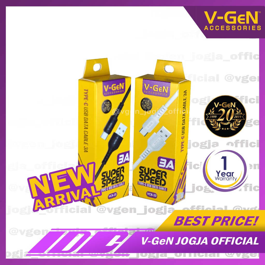 Kabel Type C Bulat V-GeN VCB-23 3A Fast Charging 1 Meter