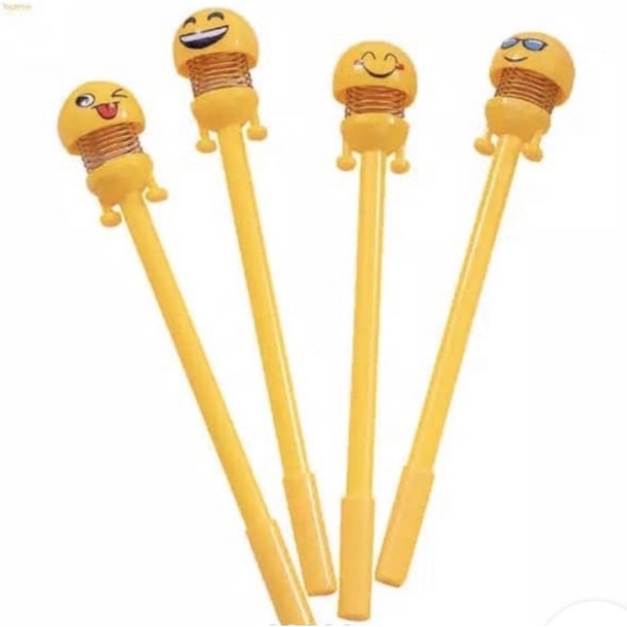 Pulpen emoji pena karakter spring doll pen emoticon