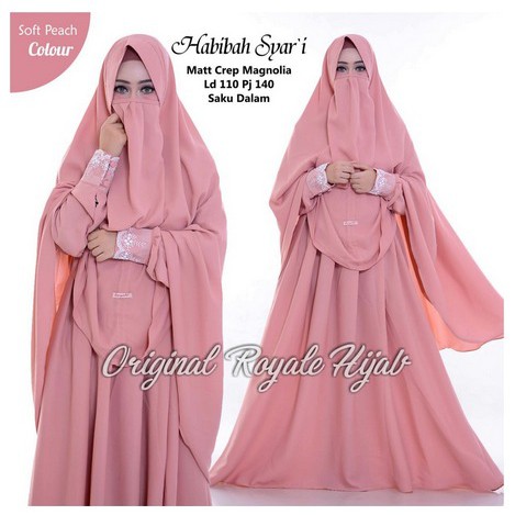 Setelan Gamis Muslimah + Khimar (Habibah Syari) by Royale Hijab