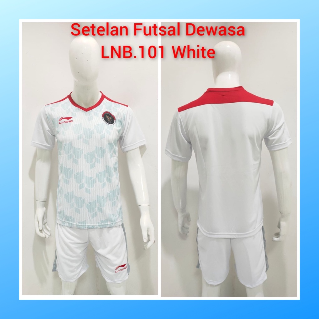 jersey futsal pria kaos sepak bola baju dan celana setelan wanita dewasa t-shirt outfit seragam sea games jarsey kostum olahraga pakaian apparel print sport jersy soccer casual jersi suit LNB101 putih