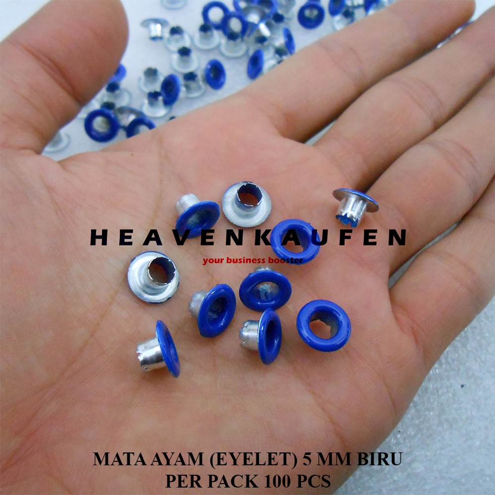 Mata Ayam Eyelet Mata Itik 5 mm Warna Biru Harga Per Pack isi 100 Pcs