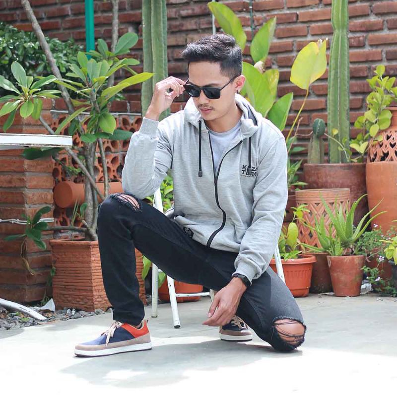 Distro Jaket Hoodie Pria Premium Original - Grey