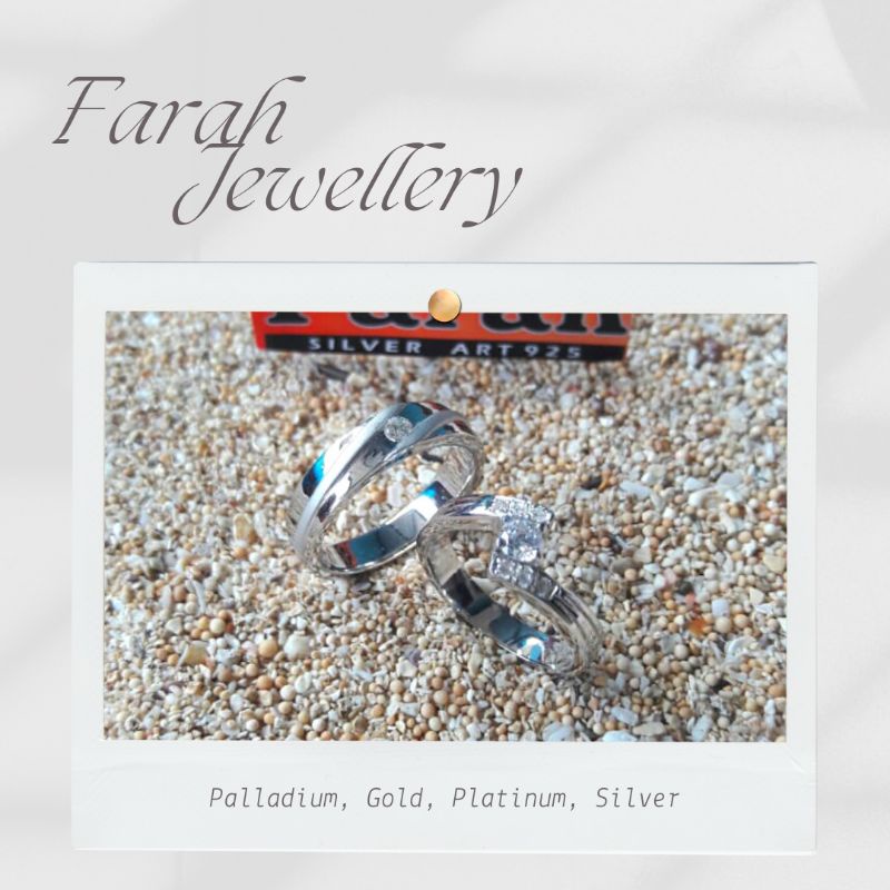 Cincin Nikah Couple Platinum dan Emas Putih Free Ukir Nama Garansi