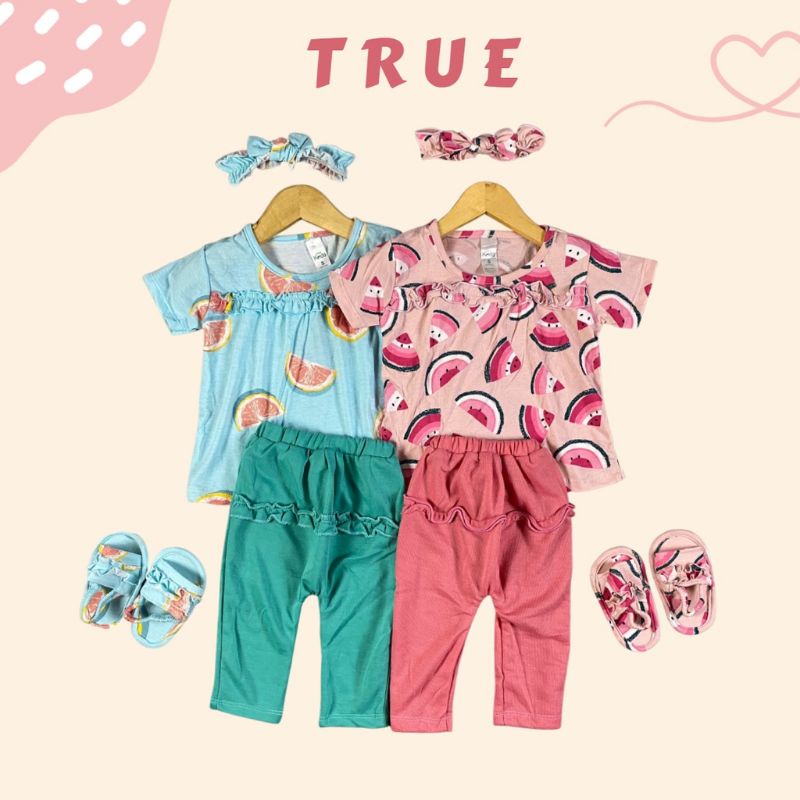 6Bln-2Tahun SETELAN BABY TRUE BY LITTLE KODA || SETELAN BABY CEWEK 4in1