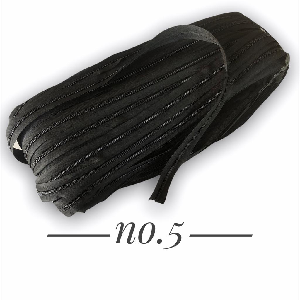 Daun Resleting No 5 Warna Hitam 1 ROLL | Daun Resleting Gigi Plastik