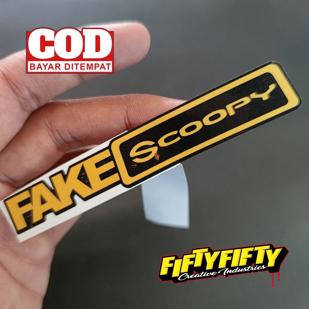 Stiker Print Cut FAKE SCOOPY Stiker Printing Laminasi Glossy Tahan Air Stiker Motor Mobil Helm Sudah Membentuk Pola Desain