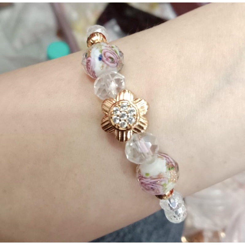 gelang tangan wanita//gelang kristal//perhiasan pemgganti emas