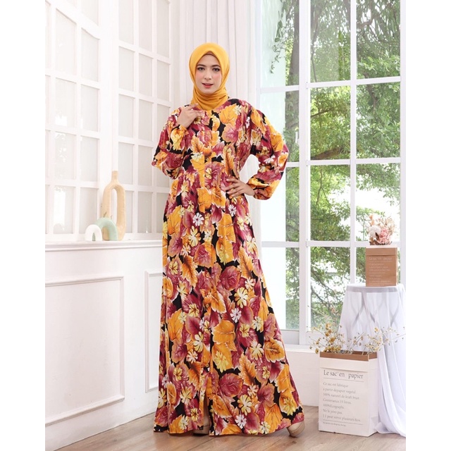 GAMIS BUNGA BBG BARU RAYON JUMBO LD120 GROSIR MURAH KANCING FULL BUSUI BUMIL TALI MODELLANO