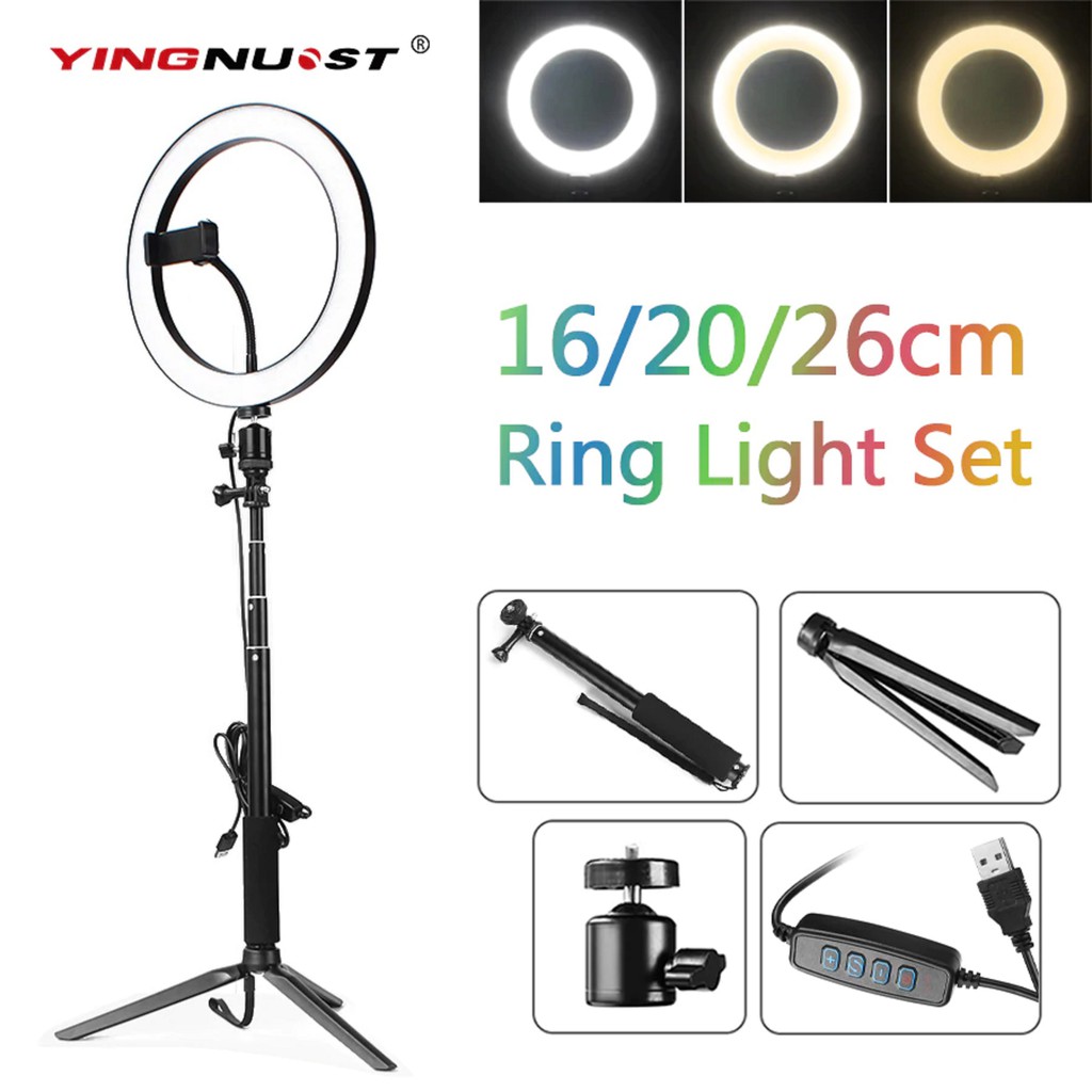 HC PAKET RING LIGHT LED 26 CM LAMPU MAKE UP VLOG LAMPU RINGLIGHT TRIPOD MULTI TIKTOK LIVE / PAKET RINGLIGHT 26CM / PAKET RING LIGHT 26 CM