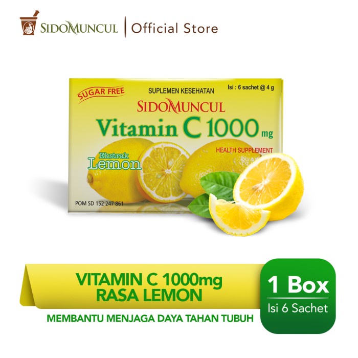 

tradisional-minuman- sido muncul vitamin c 1000 serbuk lemon 6's - jaga daya tahan tubuh -minuman-