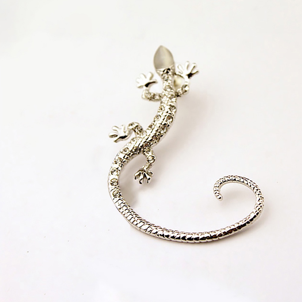 Hu Hu Hu Hu Hu Alat Bantu Pasang Kacamata♡ Anting Tusukclipon Desain Kadal Hias Berlian Imitasi Gaya Gothicpunk Untuk Wanita