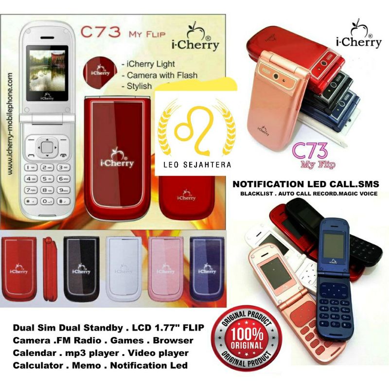 Hp lipat murah icherry c73 dual sim bs radio mp3 ad kamera Bluetooth bisa memori garansi resmi 1 thn