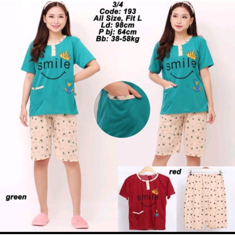 Baju tidur 3/4 wanita all size fit to L