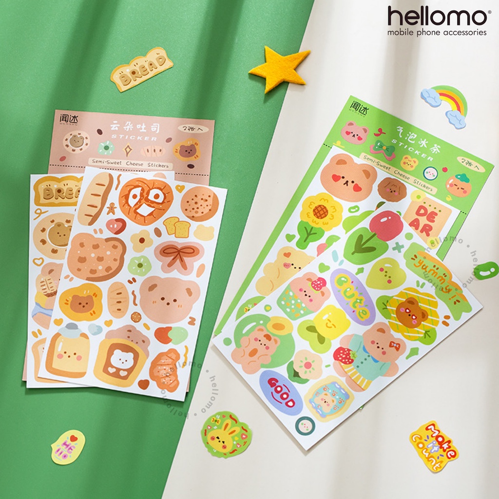 Sticker Journal 2 Pcs Sweet Cheese Stickers Journal Phone Case Decor Phone Case Sticker Korean Sticker Stiker Bear Tumblr Korean Sticker DIY Diary Dekorasi