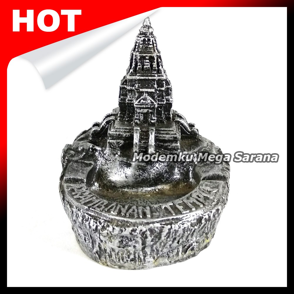 Asbak Candi Prambanan Fiber 12x9x10 cm - Silver