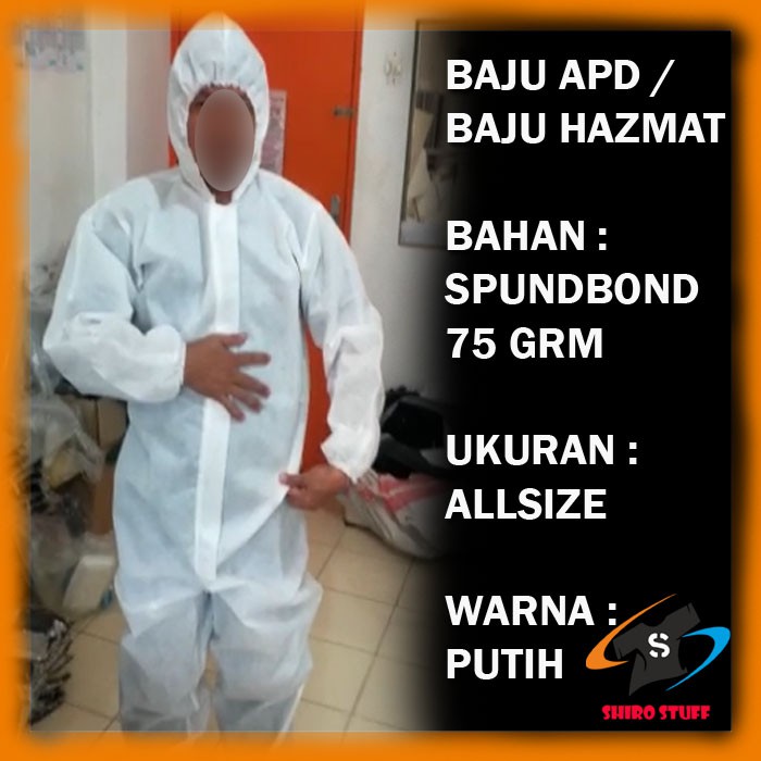 BAJU APD - BAJU HAZMAT - ALAT PELINDUNG DIRI BAHAN SPUNDBOND ALLSIZE