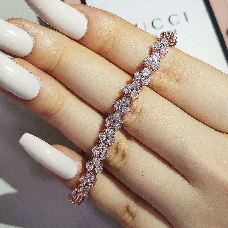 Gelang Tangan Silver Hias Kristal Cubic Zirconia Untuk Wanita 2022