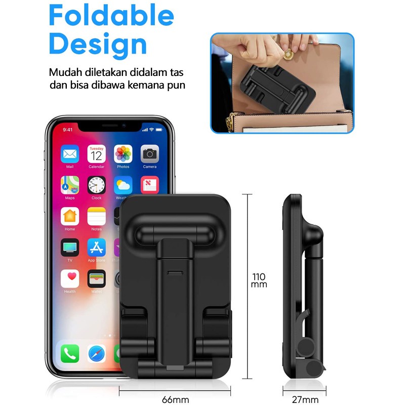 FOLDING DEKSTOP HD23 L-305 PHONE HOLDER TABLET TAB IPAD / STAND HOLDER LIPAT HP / STAND HANDPHONE UNIVERSAL MAKASSAR