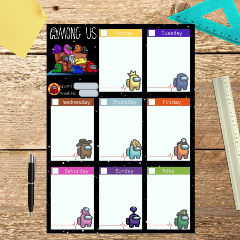 

WEEKLY PLANNER BOOK EDISI AMONG US / BUKU NOTE / AGENDA
