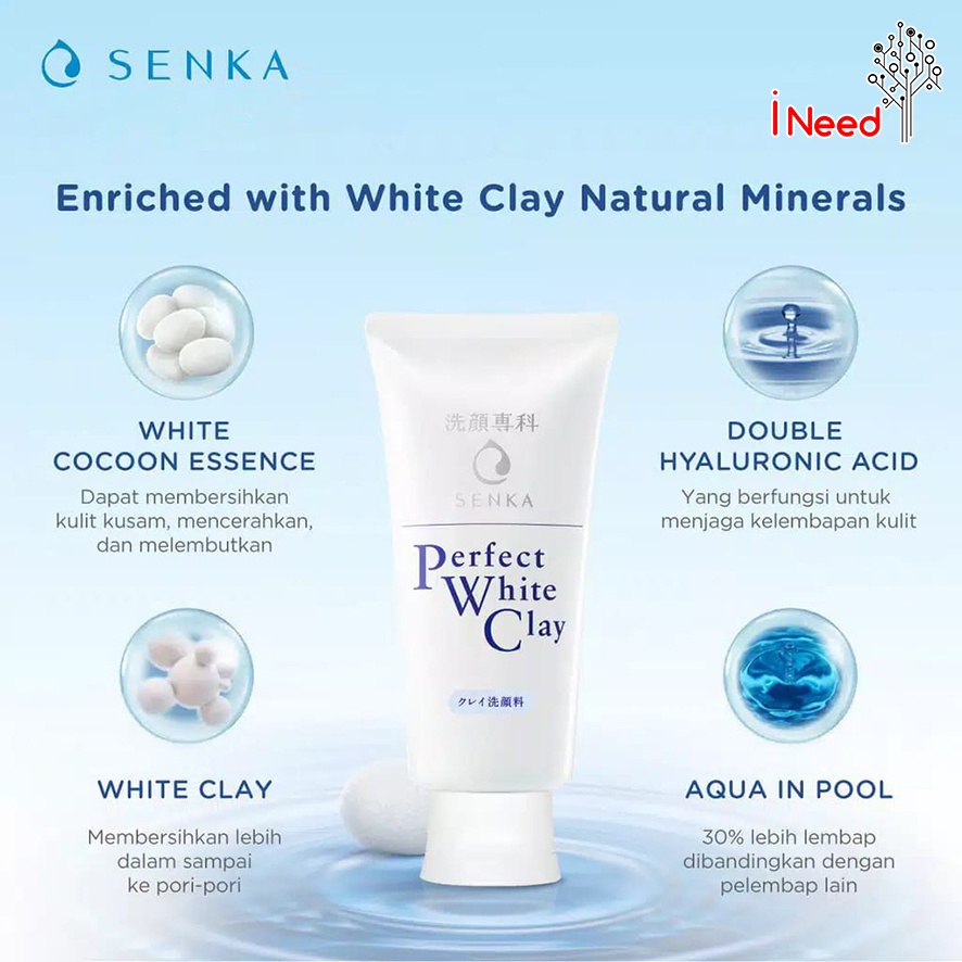 (INEED) (White Clay 120gr) SENKA - Perfect White Clay Facial Foam From Japan 120gr