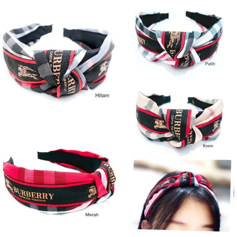 Bando korea Premium Quality Motif Burberryxx Bandana Lebar Import  Bando Korea Fendix Bahan Bagus Bandana import Branded Band B-88902