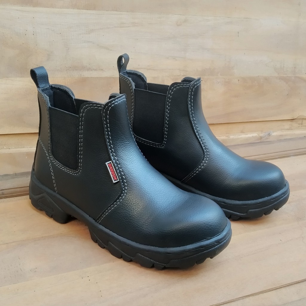 SEPATU SAFETY SLIP ON PRIA KING GREGOR KERJA PABRIK KITCHEN PDL PDH TNI POLISI SATPAM OB POM BENGKEL