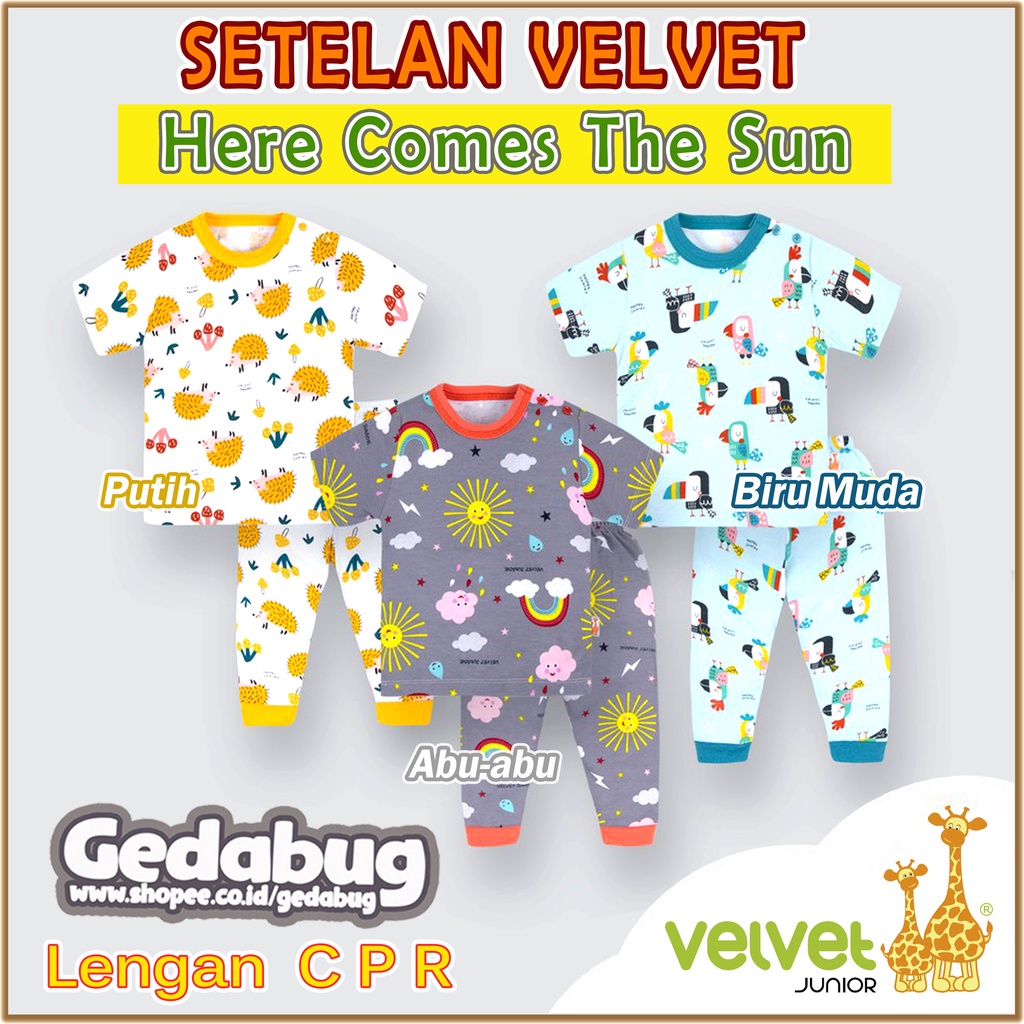 Setelan Piyama Anak CPR | Velvet Junior Here Comes The Sun | 100% Original