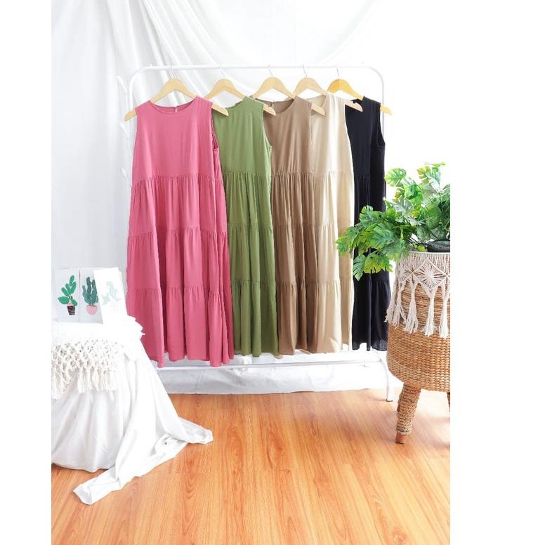 Harga Diskon WTZ95 Mallafashionofficial Maxi Celsio Midi Dress Wanita Rayon Viscose Premium Aplikasi