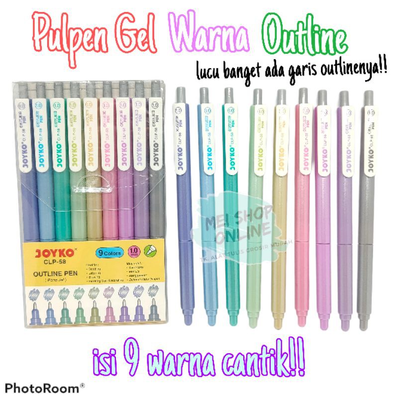 

Pulpen Unik / Pulpen Gel Warna Outline Joyko CLP-58 9 Warna 1.0mm