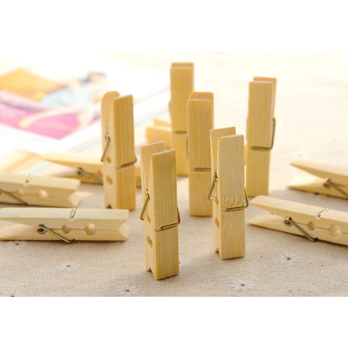 Jepit Baju Pakaian Handuk Jemuran BAMBU (1 Set isi 20pc)