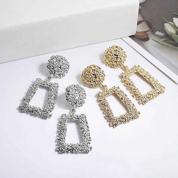 [Bayar Di Tempat] Anting Korea Panjang anting Trapesium Paduan Geometri Anting Aksesori Mode