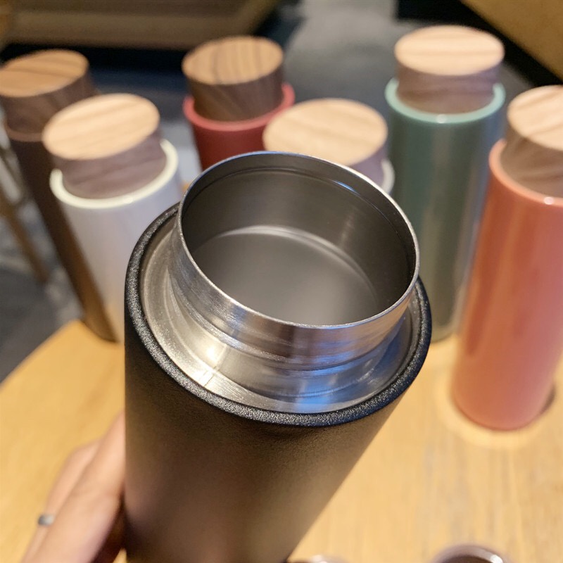 UNNISO - Botol Minum Thermos Tumbler Motif Tutup kayu BT05